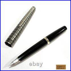 Pilot Elite Silver Grid Cap Fountain Pen 18K-750 M Nib H1274 Vintage Rare Japan
