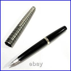 Pilot Elite Silver Grid Cap Fountain Pen 18K-750 M Nib H1274 Vintage Rare Japan