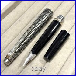 Pilot Elite Silver Grid Cap Fountain Pen 18K-750 M Nib H1274 Vintage Rare Japan