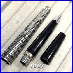 Pilot Elite Silver Grid Cap Fountain Pen 18K-750 M Nib H1274 Vintage Rare Japan