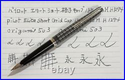 Pilot Elite Silver Grid Cap Fountain Pen 18K-750 M Nib H1274 Vintage Rare Japan
