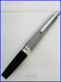 Pilot Elite Sterling Silver Grid Fountain Pen 18KWG Fine (F) Nib H372 Japan Rare