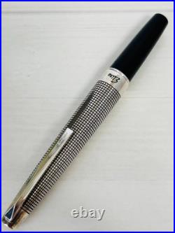 Pilot Elite Sterling Silver Grid Fountain Pen 18KWG Fine (F) Nib H372 Japan Rare