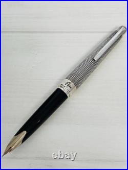 Pilot Elite Sterling Silver Grid Fountain Pen 18KWG Fine (F) Nib H372 Japan Rare