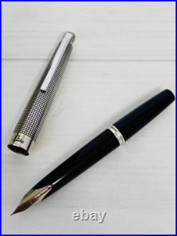 Pilot Elite Sterling Silver Grid Fountain Pen 18KWG Fine (F) Nib H372 Japan Rare