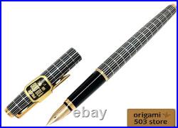 Pilot Grid Pattern Fountain Pen 18K Fine Nib Vintage 1976 Rare Japan