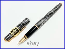 Pilot Grid Pattern Fountain Pen 18K Fine Nib Vintage 1976 Rare Japan