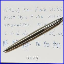Pilot Myu Short H1176 Stainless Steel F Nib Fountain Pen Vintage Rare Japan
