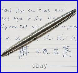 Pilot Myu Short H375 Stainless Steel F Nib Fountain Pen Vintage Rare Japan