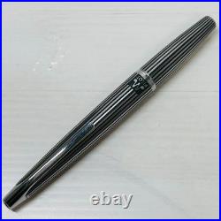Pilot Myu Stripe Short Stainless Steel Fountain Pen F Nib Vintage Rare Japan