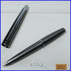 Pilot Myu Stripe Short Stainless Steel Fountain Pen F Nib Vintage Rare Japan