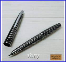 Pilot Myu Stripe Short Stainless Steel Fountain Pen F Nib Vintage Rare Japan