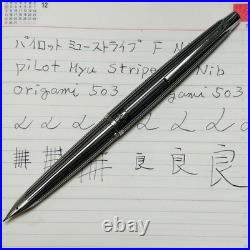 Pilot Myu Stripe Short Stainless Steel Fountain Pen F Nib Vintage Rare Japan