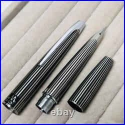 Pilot Myu Stripe Short Stainless Steel Fountain Pen F Nib Vintage Rare Japan