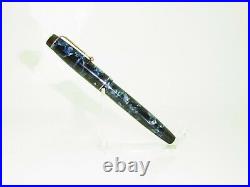 RARE 1930´s UK PARKER DUOFOLD SPL Long Blue Flaked Fountain Pen M Nib SERVICED