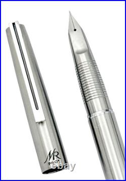RARE 1979 PILOT Murex MR Fountain Pen Stainless & Black Fine Nib Works Great