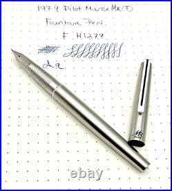 RARE 1979 PILOT Murex MR Fountain Pen Stainless & Black Fine Nib Works Great