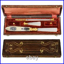 RARE Antique French c. 1770-1830 Writer's Set, Complete, Opaline Seal, Pen in Box