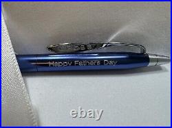 RARE CROSS Century Classic Sport Steel Blue Ballpoint Pen Happy Father's Day