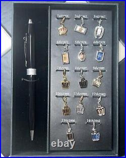 RARE CROWN × CROSS Original ballpoint pen & 14 charms set Novelty Crown mark JP
