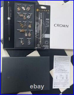 RARE CROWN × CROSS Original ballpoint pen & 14 charms set Novelty Crown mark JP