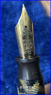 RARE Diamond Medal DIPLOMAT 14k 8 Nib Lever Fill Marbled Antique Fountain Pen