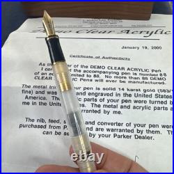 RARE L. MICHAEL FULTZ PARKER DUOFOLD Demo Clear Acrylic #88/88 Only 88 Made Intl