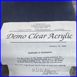RARE L. MICHAEL FULTZ PARKER DUOFOLD Demo Clear Acrylic #88/88 Only 88 Made Intl