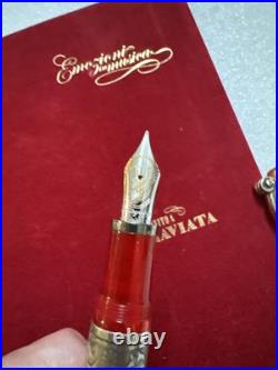 RARE Montegrappa Opera Tribute Invito a la Traviata FP 18K Gold NIIB Pen /Pad