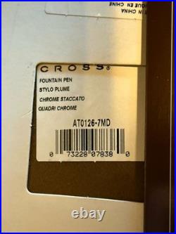 RARE NEW Cross Apogee Staccato Chrome Fountain Pen 18K Medium Nib NOS in Box