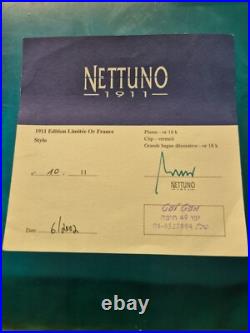 RARE Nettuno 1911 Plume Or 18k Clip Vermil LE #10/11 Fountain Pen N. O. S conditio