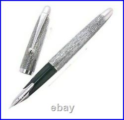 RARE PILOT Silvern Sterling Silver TSUMUGI fountain pen Nib M 18Gold JAPAN 2938