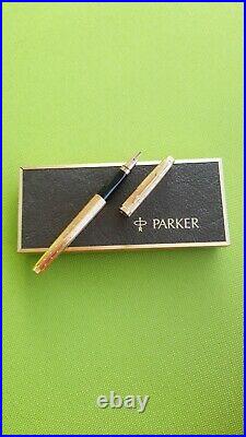 RARE''Parker 75 Grec''gold plated 22k fountain pen 14k gold nib NOS