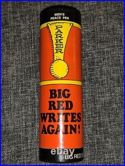 RARE Parker Big Red Men's Peace Pen Soft Tip + Writes Again Canister & Papers