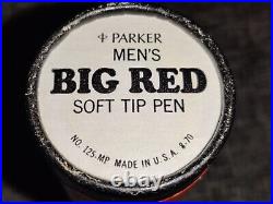 RARE Parker Big Red Men's Peace Pen Soft Tip + Writes Again Canister & Papers