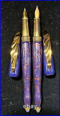 RARE Set of 2 Acrylic Fountain & Ballpoint Pen SCHMIDT IRIDIUM In Art Deco Case