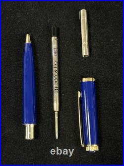 RARE Tiffany & Co. Atlas Cobalt Blue Ballpoint Pen Pelikan K800 with Pouch & Box