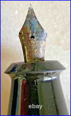 RARE VTG Fountain Pen Made in Japan Jumbo Pen 14K Plated Nib BIG FAT EBONY