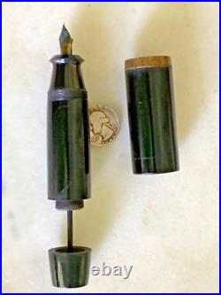 RARE VTG Fountain Pen Made in Japan Jumbo Pen 14K Plated Nib BIG FAT EBONY