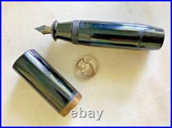 RARE VTG Fountain Pen Made in Japan Jumbo Pen 14K Plated Nib BIG FAT EBONY