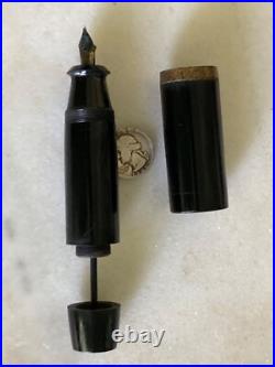 RARE VTG Fountain Pen Made in Japan Jumbo Pen 14K Plated Nib BIG FAT EBONY