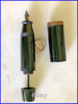 RARE VTG Fountain Pen Made in Japan Jumbo Pen 14K Plated Nib BIG FAT EBONY