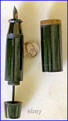 RARE VTG Fountain Pen Made in Japan Jumbo Pen 14K Plated Nib BIG FAT EBONY