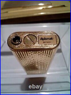 RARE! Vintage DIPLOMAT Present Set, Lighter+ Pen+ Card Holder, SWISS, NEW OLD