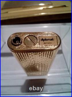 RARE! Vintage DIPLOMAT Present Set, Lighter+Pen+Card Holder, SWISS, NEW OLD