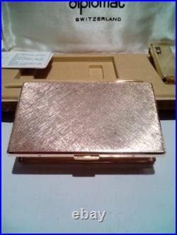 RARE! Vintage DIPLOMAT Present Set, Lighter+Pen+Card Holder, SWISS, NEW OLD