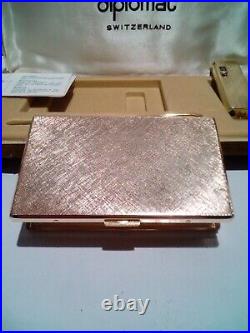 RARE! Vintage DIPLOMAT Present Set, Lighter+ Pen+ Card Holder, SWISS, NEW OLD