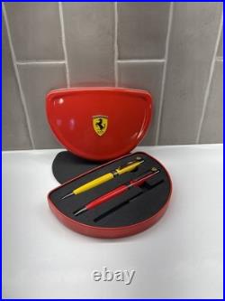 RARE Vintage Ferrari Scuderia Dual Set Red & Yellow Luxury Pen With Tin Case