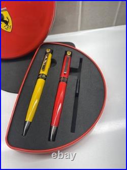RARE Vintage Ferrari Scuderia Dual Set Red & Yellow Luxury Pen With Tin Case