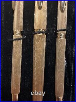 RARE Vintage WATERMAN CF 3 PIECE PEN SET Gold Plated Plaque OR G20 18K GOLD NIB